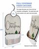 Adult Bibs for Elderly Women - Merry Christmas Waterproof Dining Clothing Protectors with Crumb Catcher for Eating/Feeding, Red Green Plaid Xmas Tree Snowflake Burlap Terry Cloth Bib Washable view 2