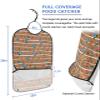 Kewadony Adult Bibs for Elderly Women - Blue Red Flowers Waterproof Dining Clothing Protectors with Crumb Catcher for Eating/Feeding, Botanical Aesthetic White Striped Brown Terry Cloth Bib Washable view 2