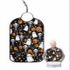 Kewadony Adult Bibs for Elderly Women - Halloween Waterproof Dining Clothing Protectors with Crumb Catcher for Eating/Feeding, Cute Black Cat Ghost Skeleton Pumpkin Candy Terry Cloth Bib Washable view 1