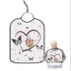 Kewadony Adult Bibs for Elderly Women - Valentine's Day Waterproof Dining Clothing Protectors with Crumb Catcher for Eating/Feeding, Pink Rose Love Heart Black Butterfly Letter Terry Cloth Bib view 1