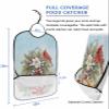 Kewadony Adult Bibs for Elderly Women - Christmas Waterproof Dining Clothing Protectors with Crumb Catcher for Eating/Feeding, Xmas Red Oil Lamp Bird White Poinsettia Pinecone Blue Terry Cloth Bib view 2