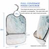 Adult Bibs for Elderly Women - Teal Brown Geometric Waterproof Dining Clothing Protectors with Crumb Catcher for Eating/Feeding, Ombre Line Feather Texture Modern Art Terry Cloth Bib Washable view 2