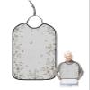 Kewadony Adult Bibs for Elderly Women - Flower and Waterproof Dining Clothing Protectors with Crumb Catcher for Eating/Feeding, Butterfly Floral Botanical Spring Terry Cloth Bib Machine Washable view 1