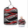 Adult Bibs for Elderly Women - Red Geometric Waterproof Dining Clothing Protectors with Crumb Catcher for Eating/Feeding, Black White Zebra Striped Print Abstract Art Terry Cloth Bib Washable view 1