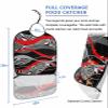 Adult Bibs for Elderly Women - Red Geometric Waterproof Dining Clothing Protectors with Crumb Catcher for Eating/Feeding, Black White Zebra Striped Print Abstract Art Terry Cloth Bib Washable view 2
