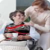 Adult Bibs for Elderly Women - Red Geometric Waterproof Dining Clothing Protectors with Crumb Catcher for Eating/Feeding, Black White Zebra Striped Print Abstract Art Terry Cloth Bib Washable view 3