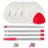 4 Pack Spin Mop Replacements Heads Compatible for O ceda EasyWring 1 Tank System, Microfiber Mops Head Refills , 1 Triangle Head Base and 30-58in Handle Set Combo view 1