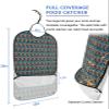 Kewadony Adult Bibs for Elderly Women - Orange Flower Waterproof Dining Clothing Protectors with Crumb Catcher for Eating/Feeding, Green Geometric Pattern Modern Abstract Art Terry Cloth Bib Washable view 2