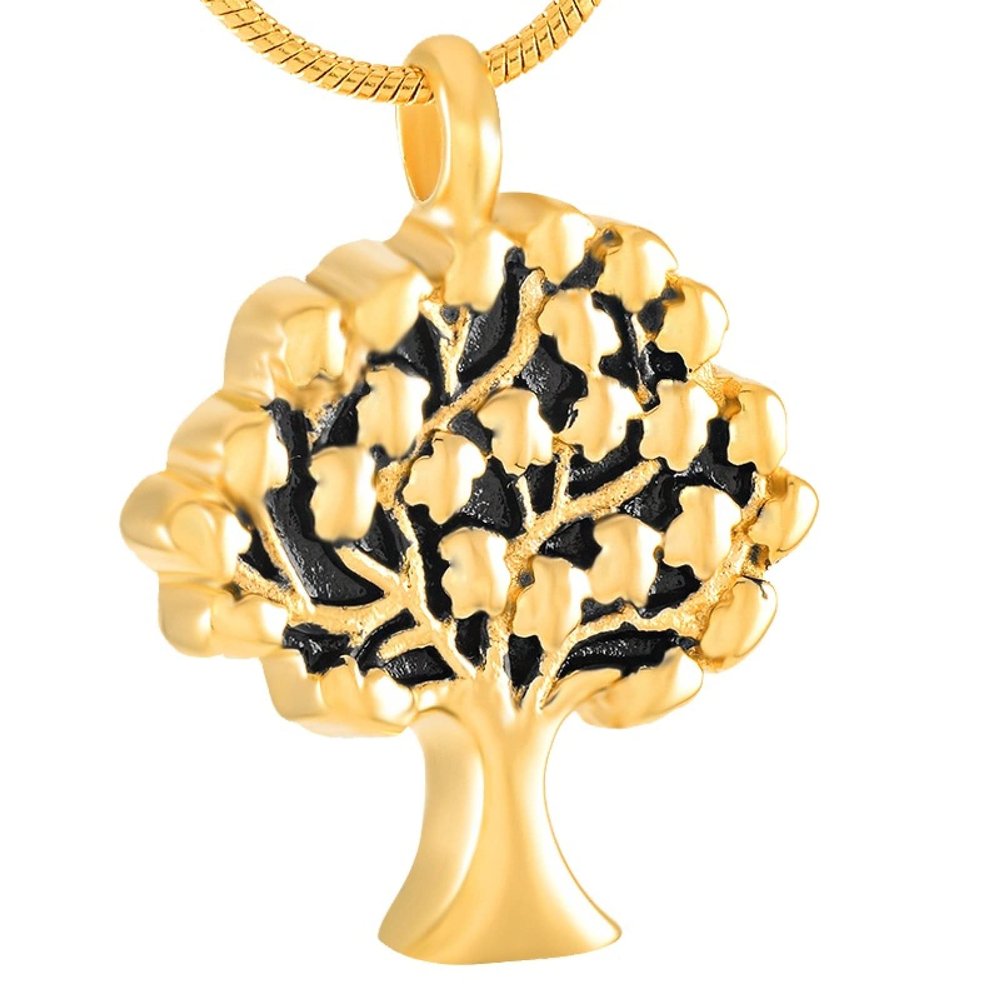 BIAIHQIE Stainless Steel The Tree of Hope Casket Pendant Commemorative for Ashes Urn Bracket Lush Foliage Box Necklace Jewelry,3