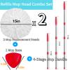 2 Pack Spin Mop Replacements Head Compatible for O ceda EasyWring 1 Tank System, Microfiber Mops Refills Hardwood Floor Cleaning, Base and 30-58in Handle Set Combo view 3
