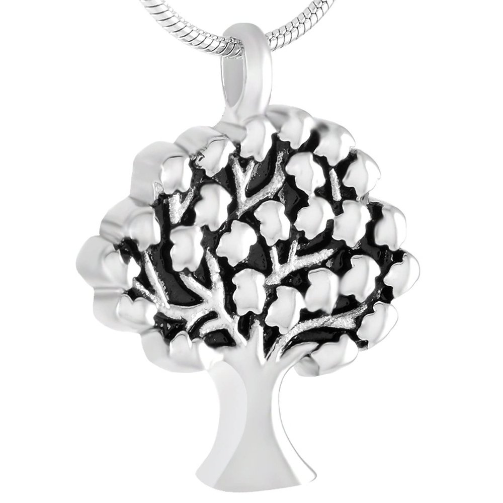 BIAIHQIE Stainless Steel The Tree of Hope Casket Pendant Commemorative for Ashes Urn Bracket Lush Foliage Box Necklace Jewelry,4