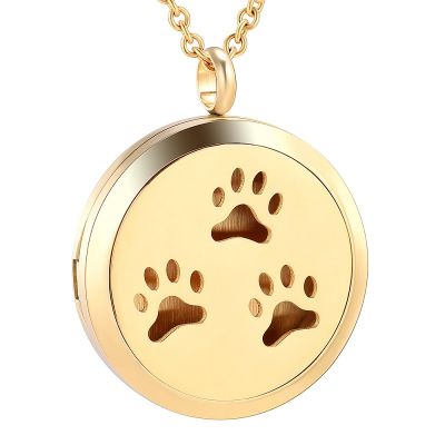 BIAIHQIE Footprint Stainless Steel Essential Oils Diffuser Perfume Free12 Pads Pendant Necklace,1