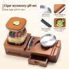 SEMKONT Cigar Humidor and Cigar Ashtray Set,Wooden Ashtray with Cigar Jar Tray, Triple Jet Flame Cigar Lighter with Cigar Cutter,Windproof Butane Refillable Torch Lighters view 3