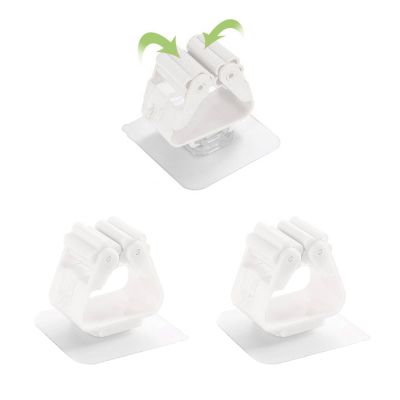 3PCS Mop and Broom Holder Wall Mop Command Broom Gripper, Self-Adhesive No Drilling Mop Broom Racks, Wall Mounted Broom Clip Mop Grippers for Bathroom, Kitchen, Garage(White)