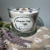 Lavender Sage Essential Oil Soy Wood Wick Candle for Aromatherapy and Relaxation and Cleansing Gemstones view 2