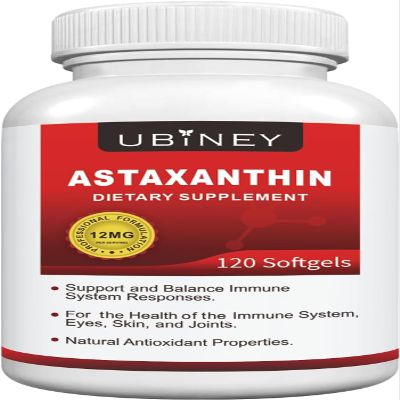 Ubiney Premium Astaxanthin Supplements 12mg Softgels 120 Servings, Supports Immune, Skin, Eye & Joint Health-Non-GMO, Gluten-Free, Microalgae Extract Supplement