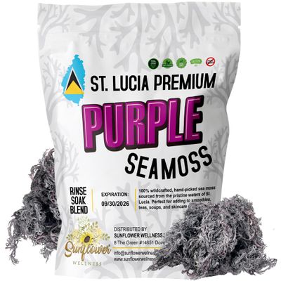 Purple Sea Moss  Wildcrafted Raw Irish Moss from St. Lucia | Organic Superfood, Nutrient-Rich, Supports Skin, Energy & Immune Health  4oz (Yields 6490oz Seamoss Gel) by Sunflower Wellness