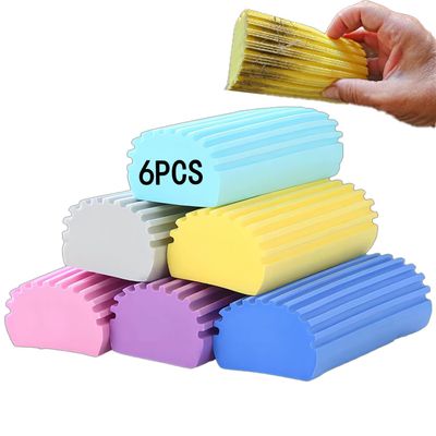 6pcs Damp Clean Duster Sponge, Reusable Wet Duster Sponge,Multiple Colors of Cleansing and Dusting Tools to aces from, Suitable for Housework, Doors, Windows, Glass, Vents, Blind Dusters