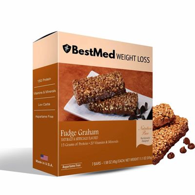 BestMed - High Protein Nutrition Bar - Low-Carb, 15g Protein, Low Sugar, High Fiber, Low Calorie, Meal Replacement Bar (Fudge Graham, 1 Box - 7 Count)