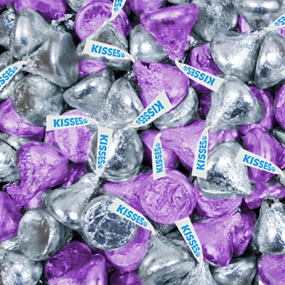 180 Pcs Purple & Silver Candy Kisses Milk Chocolate (1.8 lbs)