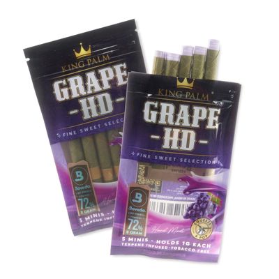 KING PALM Flavors Mini Size Cones - Squeeze & Pop Pre Rolls - Organic Flavored Pre Rolled Cones - Flavors Cones (Grape)