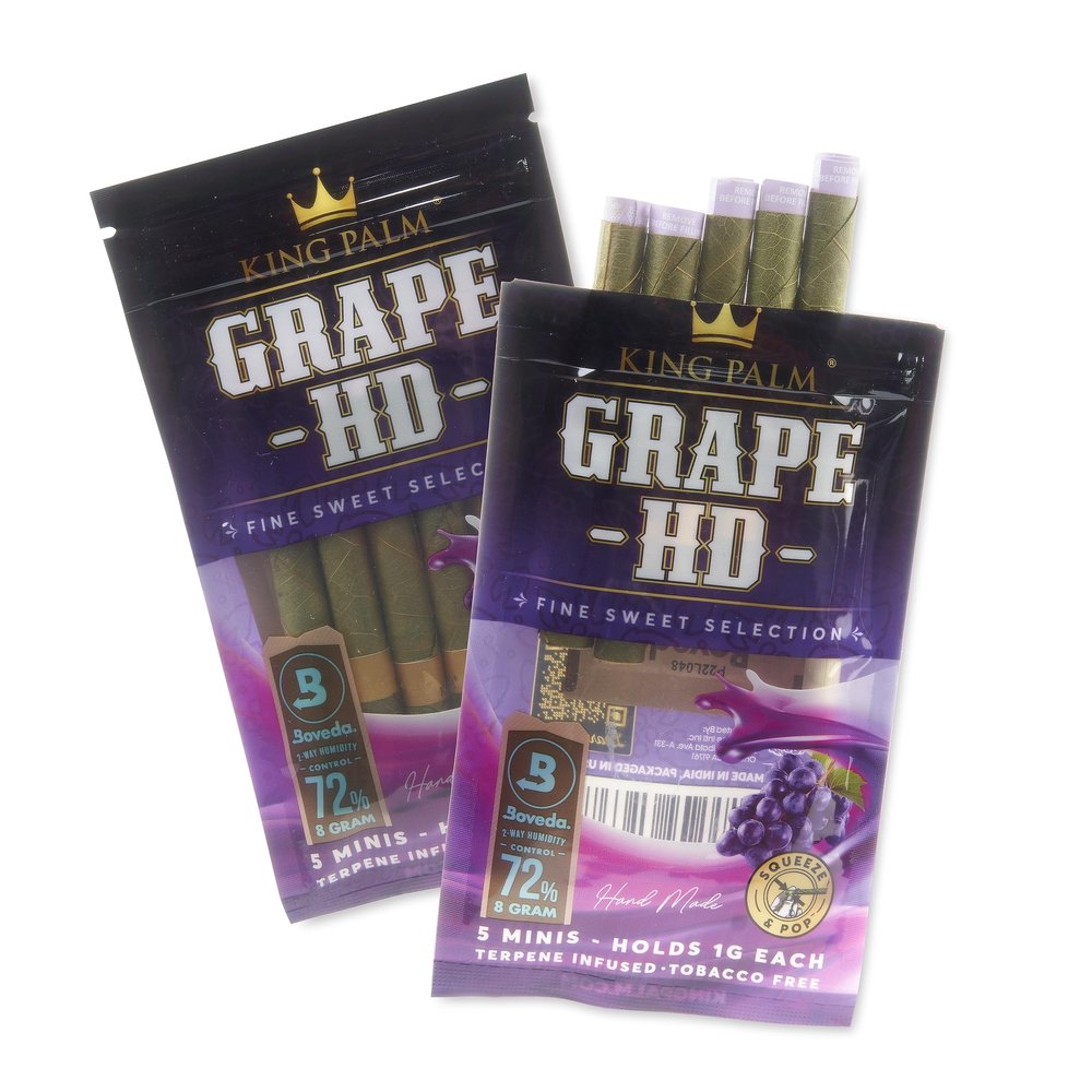KING PALM Flavors Mini Size Cones - Squeeze & Pop Pre Rolls - Organic Flavored Pre Rolled Cones - Flavors Cones (Grape)