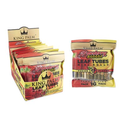 King Palm Mini Prerolled Cones - All Natural Preroll Palm Leaf Cone - Corn Husk Filter Tip - Organic Per Rolled Palm Leaf Wraps - 25 Cones per Pack, 8 Packs - (Strawberry Banana)