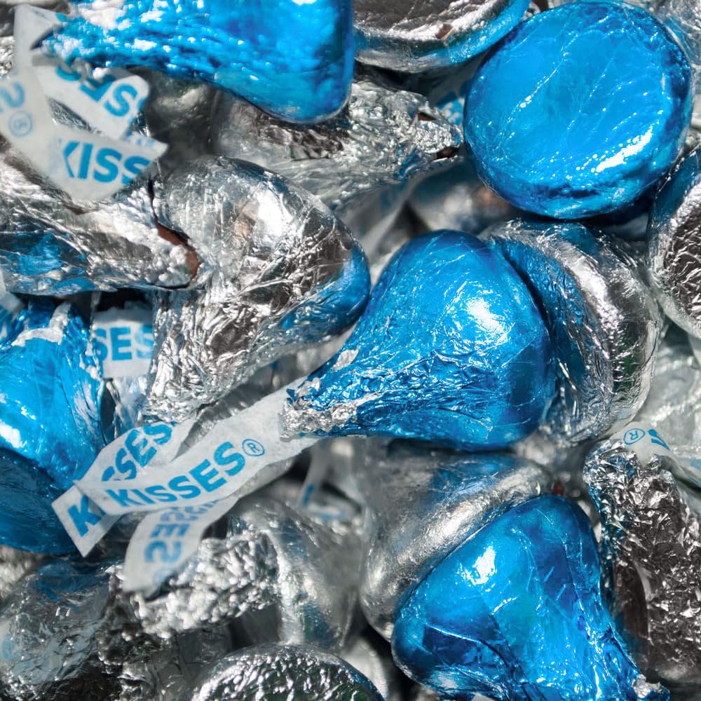 180 Pcs Blue & Silver Candy Kisses Milk Chocolate (1.8 lbs)