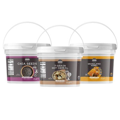 BIRCH & MEADOW 7-Grain Hot Cereal, Granulated Honey, & Chia Seeds Bundle (1 Gallon Buckets), Versatile Ingredients, Oatmeal & Smoothies, Flavorful