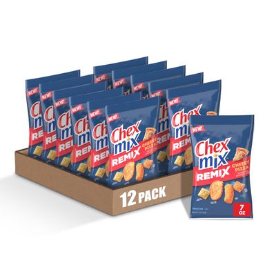 Chex Mix Snack Mix, Remix Cheesy Pizza, Snack Bag, 7 oz (Pack of 12)