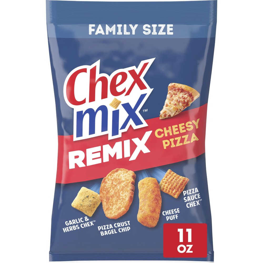 Chex Mix Remix Cheesy Pizza Snack Mix, Snack Bag, Family Size, 11 oz