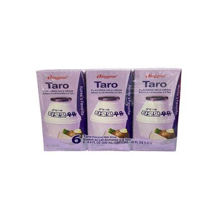 Binggrae Korean Ready to Drink Delicious Creamy Milk Beverage Taro Flavor  (6.6 Fl Oz x 6 cans) (pack of 1) (total 6 cans)