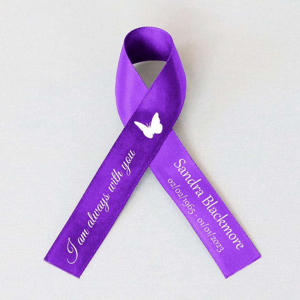 25pcs Personalized Memorial Ribbons, Custom Memorial Ribbon, Funeral Ribbon with (Name - Date), Name Ribbon Personalized with Photo, Custom Ribbon Favors R02