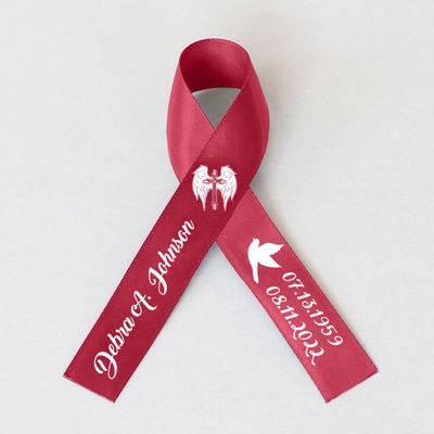 25pcs Personalized Memorial Ribbons, Custom Memorial Ribbon, Funeral Ribbon with (Name - Date), Name Ribbon Personalized with Photo, Custom Ribbon Favors R01