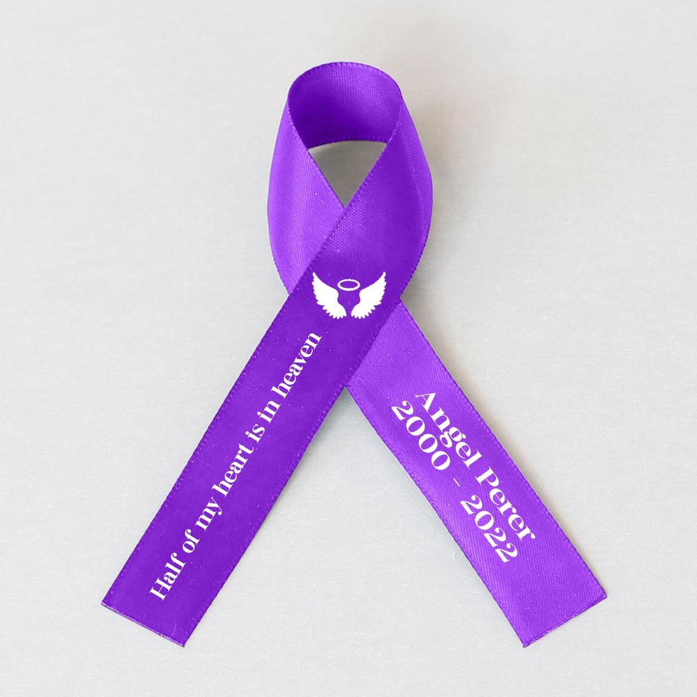 25pcs Personalized Memorial Ribbons, Custom Memorial Ribbon, Funeral Ribbon with (Name - Date), Name Ribbon Personalized with Photo, Custom Ribbon Favors R02