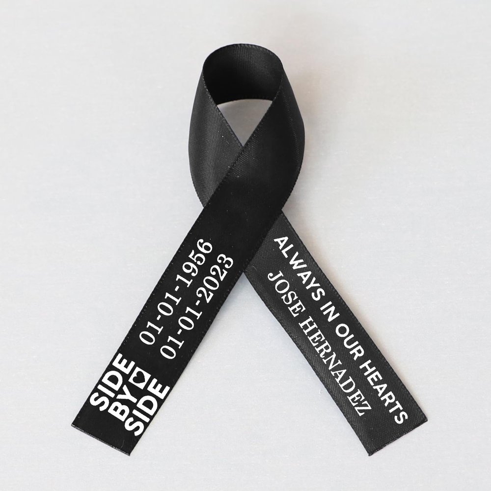 10pcs Personalized Memorial Ribbons, Custom Memorial Ribbon, Funeral Ribbon with (Name - Date), Name Ribbon Personalized with Photo, Custom Ribbon Favors R01