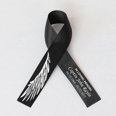 25pcs Personalized Memorial Ribbons, Custom Memorial Ribbon, Funeral Ribbon with (Name - Date), Name Ribbon Personalized with Photo, Custom Ribbon Favors R01