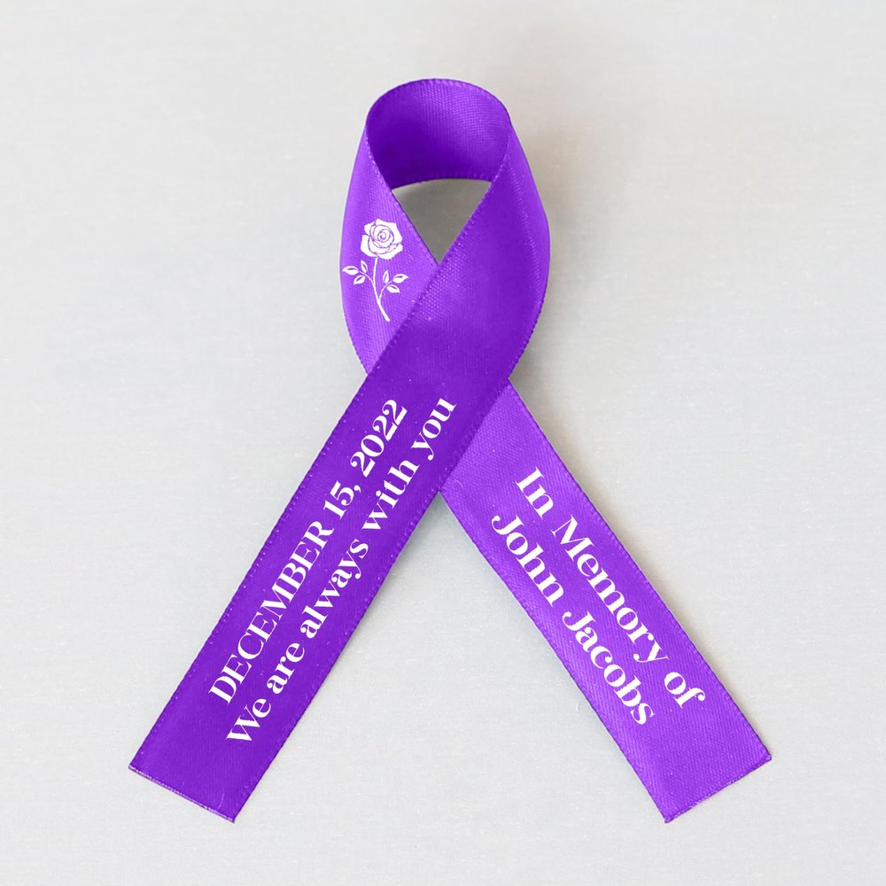 50pcs Personalized Memorial Ribbons, Custom Memorial Ribbon, Funeral Ribbon with (Name - Date), Name Ribbon Personalized with Photo, Custom Ribbon Favors R01