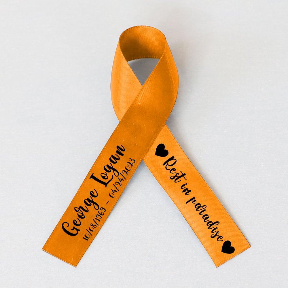 50pcs Personalized Memorial Ribbons, Custom Memorial Ribbon, Funeral Ribbon with (Name - Date), Name Ribbon Personalized with Photo, Custom Ribbon Favors R03