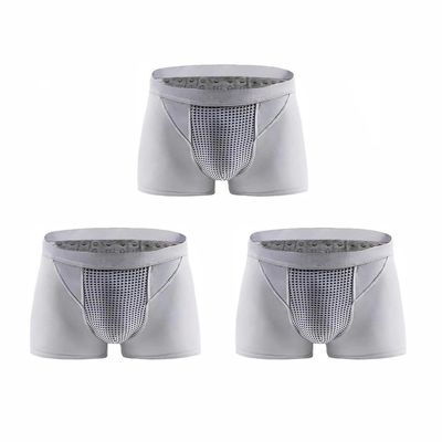 3-Packs Health Care Magnetic Therapy Energetic Underwear High Stretch Boxer Brief for Men Soft Inner Pants (Color : Gray, Size : XX-Large)