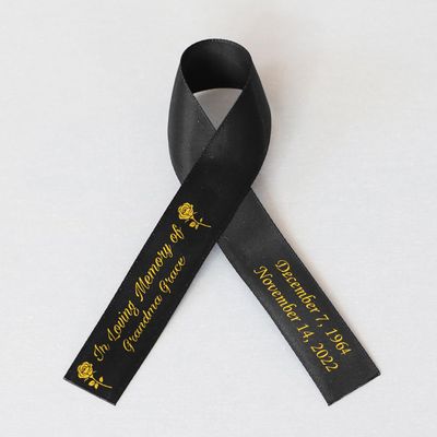 50pcs Personalized Memorial Ribbons, Custom Memorial Ribbon, Funeral Ribbon with (Name - Date), Name Ribbon Personalized with Photo, Custom Ribbon Favors R03