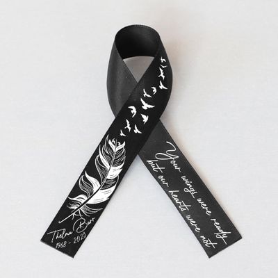 10pcs Personalized Memorial Ribbons, Custom Memorial Ribbon, Funeral Ribbon with (Name - Date), Name Ribbon Personalized with Photo, Custom Ribbon Favors R02