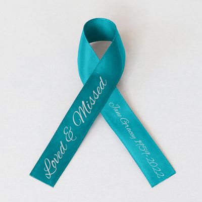 25pcs Personalized Memorial Ribbons, Custom Memorial Ribbon, Funeral Ribbon with (Name - Date), Name Ribbon Personalized with Photo, Custom Ribbon Favors R02