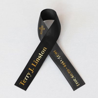10pcs Personalized Memorial Ribbons, Custom Memorial Ribbon, Funeral Ribbon with (Name - Date), Name Ribbon Personalized with Photo, Custom Ribbon Favors R04