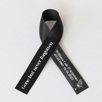 50pcs Personalized Memorial Ribbons, Custom Memorial Ribbon, Funeral Ribbon with (Name - Date), Name Ribbon Personalized with Photo, Custom Ribbon Favors R03