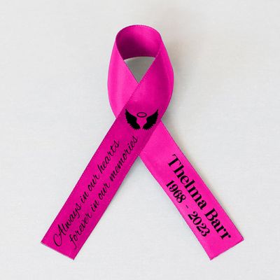 50pcs Personalized Memorial Ribbons, Custom Memorial Ribbon, Funeral Ribbon with (Name - Date), Name Ribbon Personalized with Photo, Custom Ribbon Favors R02
