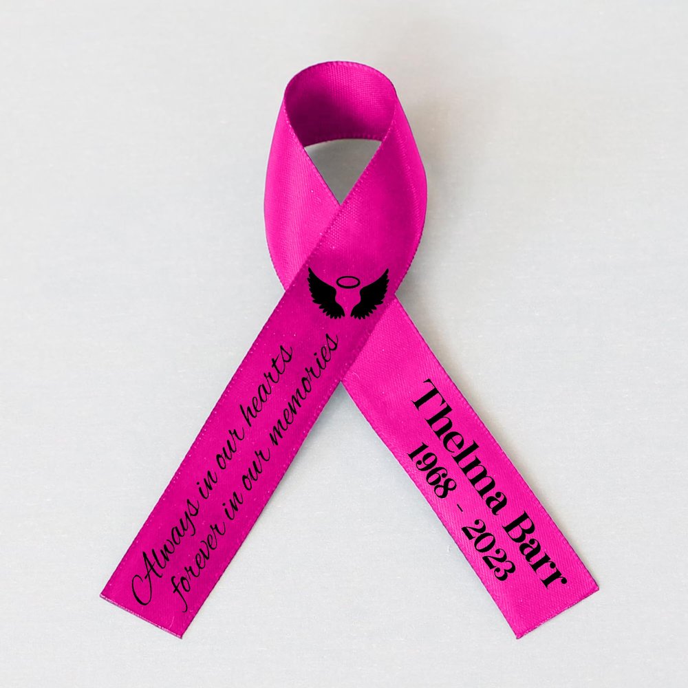50pcs Personalized Memorial Ribbons, Custom Memorial Ribbon, Funeral Ribbon with (Name - Date), Name Ribbon Personalized with Photo, Custom Ribbon Favors R02