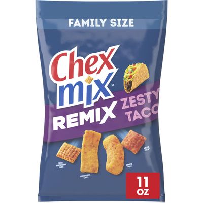 Chex Mix Remix Zesty Taco Savory Snack Mix, Snack Bag, Family Size, 11 oz