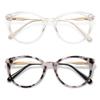 AMOMOMA Retro Round Reading Glasses for Women Cute Stylish Blue Light Blocking Readers AM6055, Clear/Gold&Grey Tortoise/Gold 1.75x view 1