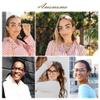 AMOMOMA Retro Round Reading Glasses for Women Cute Stylish Blue Light Blocking Readers AM6055, Clear/Gold&Grey Tortoise/Gold 1.75x view 2